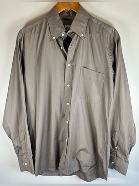 Valentino Vzone Men’s Button Up Shirt Size 16/41 Light Brown Casual Long Sleeve